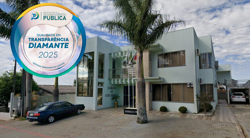 Câmara de Barracão alcança 95,30% em transparência e conquista Selo Diamante